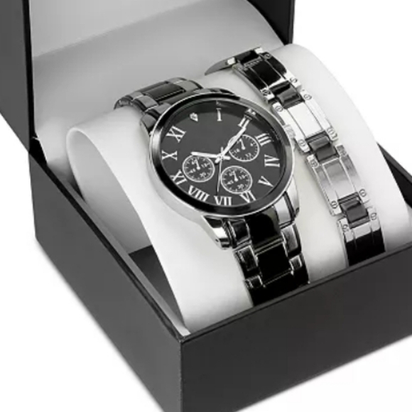 I.N.C Men's Two-Tone Watch & Bracelet 42mm Gift Set - Picture 1 of 6